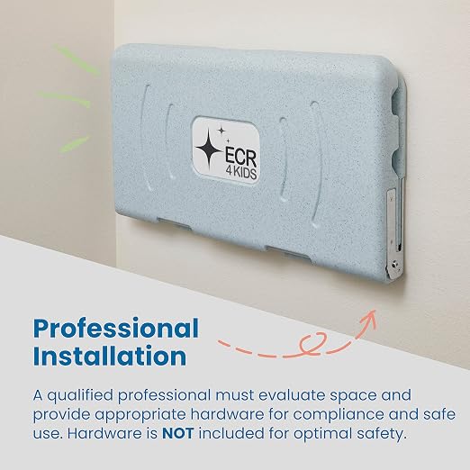 ECR4Kids Horizontal Wall-Mounted Changing Station, Baby Changer, Blue/Grey Speckled