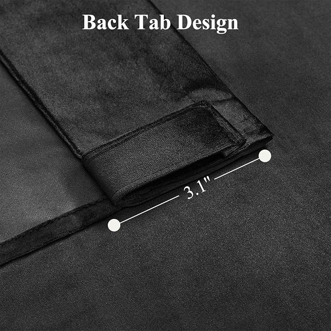 Black Velvet Blackout Curtains 84 Inches, Luxury Soundproof Thermal Insulated Super Soft Curtain Elegant Room Darkening Drapes with Back Tab Rod Pocket for Bedroom Living Room, W52 x L84, 2 Panels