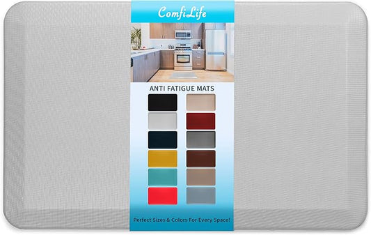 ComfiLife Anti Fatigue Floor Mat – 3/4 Inch Thick Kitchen Mats for Floor, Standing Desk Mat, Kitchen Rug – Comfort at Home, Office – Durable – Stain Resistant – Non-Slip Bottom (20" x 32", Silver)