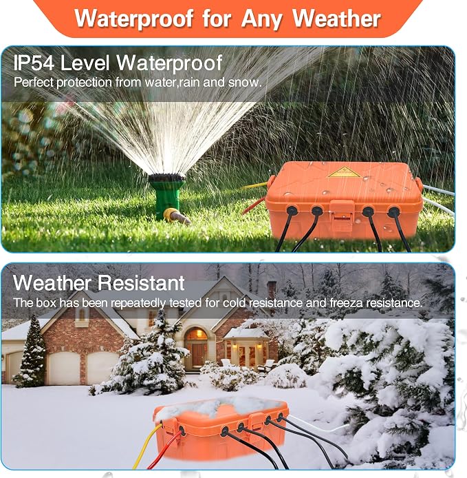 Hrensaw Large Outdoor Electrical Box(12.5x8.5x5inch),IP54 Waterproof Outdoor Outlet Covers,Weatherproof Extension Cord Covers Protect Outlet,Plug,Timer,Power Strip,Holiday Light,Orange