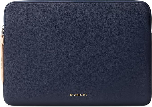Comfyable Slim Protective Laptop Sleeve Compatible with 13/13.3/14 Inch MacBook Air & MacBook Pro, Mac Travel Case, Laptop Pouch, Slim PU Leather Cover M5/M4/M3/M2/M1 2025-2021, Blue