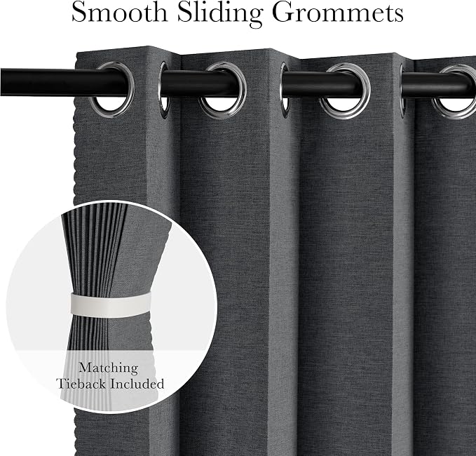 RYB HOME Accordion Style Room Divider Curtain-100% Blackout Folding Accordion Curtain for Sliding Glass Door/Bedroom, Privacy Assurd Living Room/Office Drape 1 Panel with Tieback, W100 x L84, Black