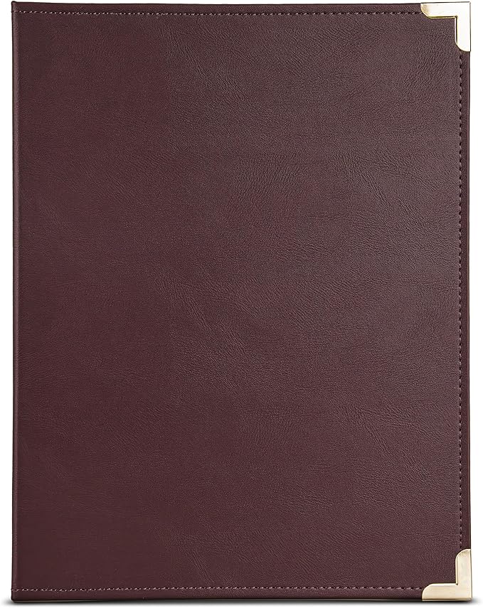 Samsill Classic Collection Business Portfolio - Executive Padfolio for Resume & Document Organizer - 8.5 by 11-Inch Legal Pad, Faux Leather with Brass Corners (Burgundy)