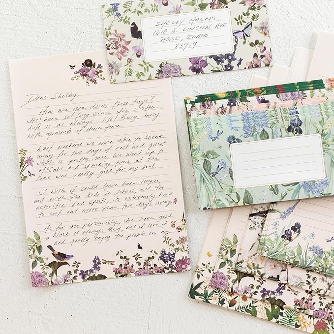 Beautiful Stationery Set with Envelopes - Premium-Quality, No-Bleed Lined Letter Writing Paper with Elegant Floral Designs - Cute Stationary Supplies Kit for Women & Personalized Gift for Loved Ones