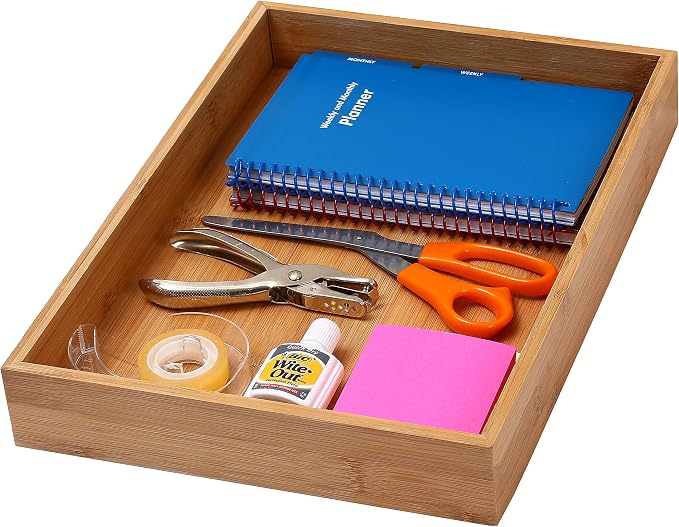 YBM HOME Pack of 12 & Kitchen Bamboo Drawer Organizer Box 14" Lx10 Wx2 H #319