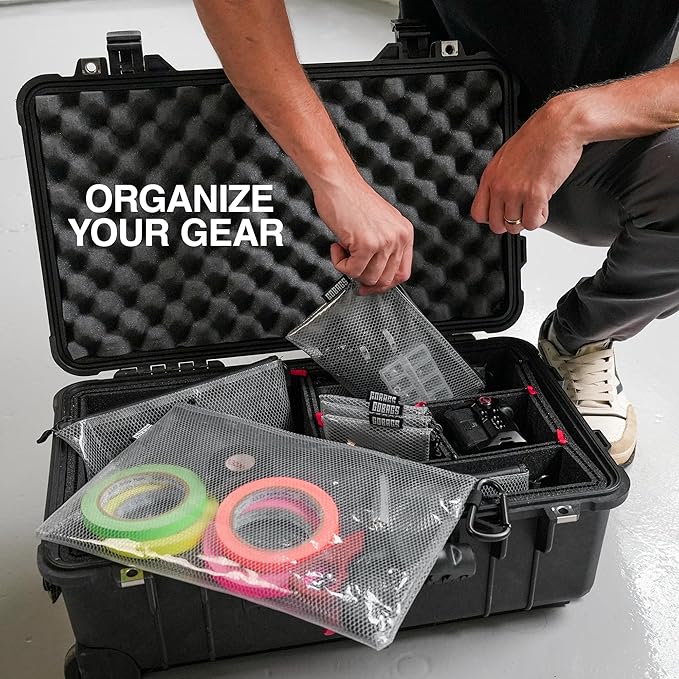 GOBAGS Air Production Multi-Size Clear Zipper Pouch (4‑Pack) – Cable Organizer & Travel Gear Bag for Electronics, Camera Accessories, Tool Pouch & Small Tech Storage