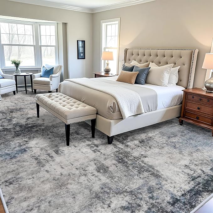 12x15 Area Rug for Living Room: Large Washable Non Slip Area Rugs for Bedroom Dining Room - Ultra Soft Stain Resistant Print Rug Non Shedding Modern Throw Carpet for Home Office Decor (12x15 Blue)