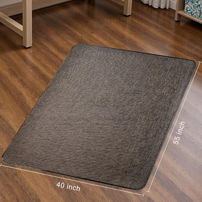 Sycoodeal Office Chair Mat for Hardwood & Tile Floor,Computer Gaming Chair Mat for Rolling Chairs Non-Curve, Anti-Slip, Heavy Duty Floor Protector for Home Office,Dark Coffee (40" x 55")