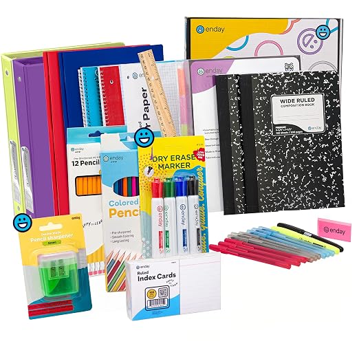 Enday Middle School Supplies Kit - 6th, 7th, and 8th Grade Back to School Supplies - 55 Piece, Premium Quality Kids School Supplies for Girls & Boys, Grades 6-8 Middle School Supplies for Kids