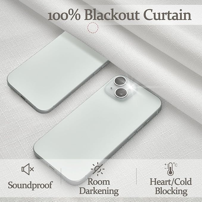PleatedDrapes 100% Blackout Pure White Curtains 78 Inches Long 2 Panel Set for Nursery, Memory Shape Pinch Pleat Double Layer Thick Linen Blend Modern Window Drapes Thermal Kids Room Darkening Curtain