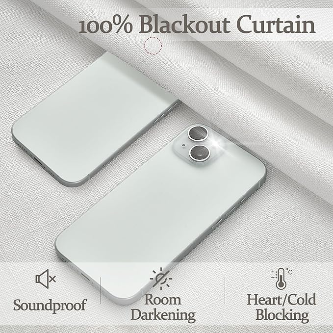Pinch Pleated Drapes 2 Panel Set Blackout Curtains 90 Inches Long for Kids Room, Petty Faux Linen Memory Trained Pleat Pure White Curtain with Hooks Rings Heat Blocking Nursery Window Burg 40"W x 90"L