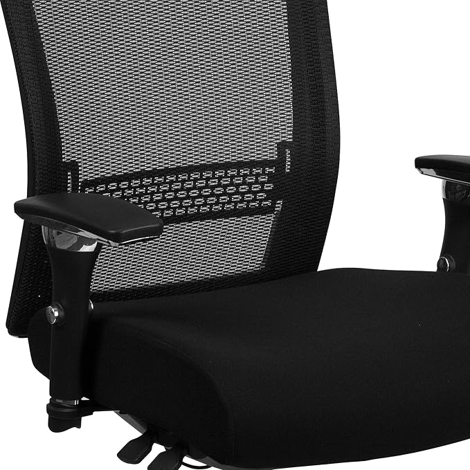 Flash Furniture HERCULES Series 24/7 Intensive Use 300 lb. Rated Black Mesh Multifunction Ergonomic Office Chair with Seat Slider