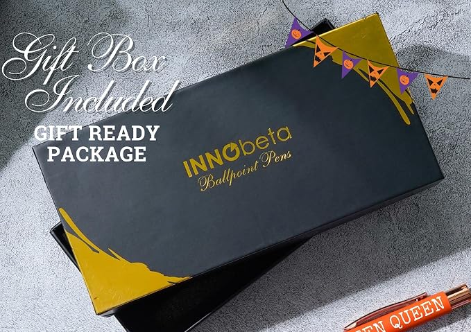InnoBeta Halloween Gifts for Women Hostess Adult, Ballpoint Pen Set of 4 for Party Supplies, Decorations, Halloween Queen
