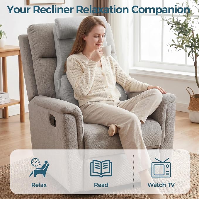 Shinnwa Adjustable Lumbar Support Pillow for Recliner with Headrest | Self-gripping fabric,Shredde memory foam Back Support Pillow with Headrest, Lower Back Pillow for Chair and Couch