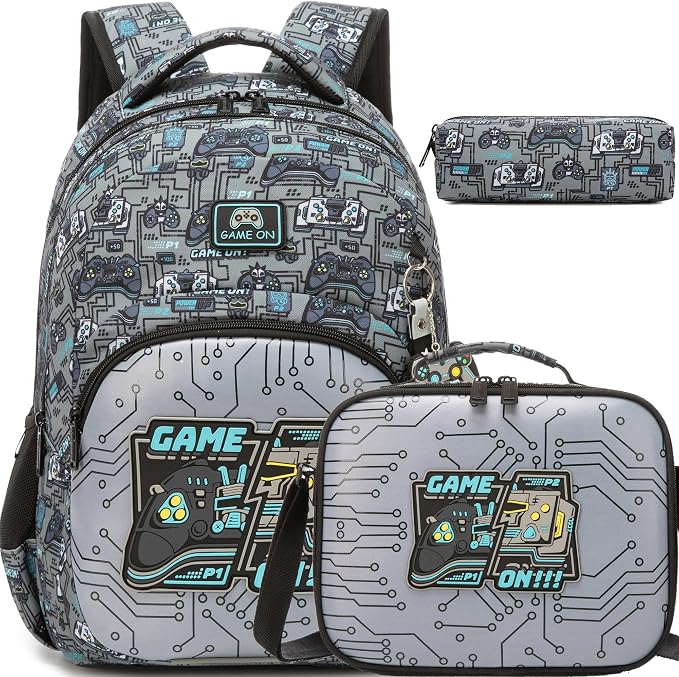Backpack for Boys,Kids Backpack for Boys with Lunch Box Pencil Case Set Kids Schoolbag for Boy 8-12,Lightweight Travel Daypack Birthday Christmas for Boy Back to School Supplies