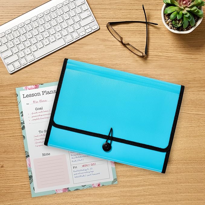 Avery Expanding File Folder Organizer, 7-Pocket Accordion File Organizer, Aqua, Holds 425 Letter/A4-Size Sheets (73551)
