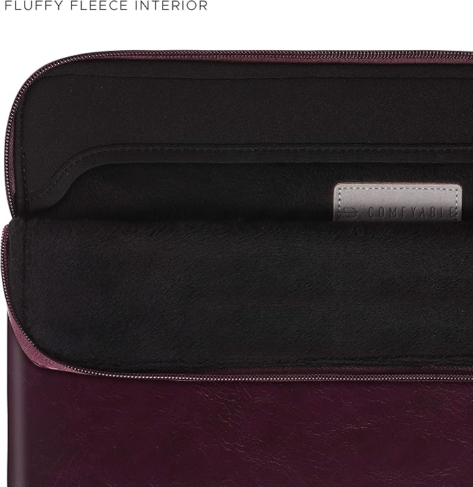 Comfyable Slim Protective Laptop Sleeve Compatible with 13/13.3/14 Inch MacBook Air & MacBook Pro, Mac Travel Case, Laptop Pouch, Slim PU Leather Cover M5/M4/M3/M2/M1 2025-2021, Berry Brown