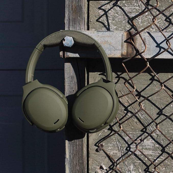 Skullcandy Crusher ANC 2 Wireless Over-Ear Bluetooth Headphones with Multi-Sensory Bass, Active Noise Cancelling, Up to 60 Hours Battery, Microphone for iPhone Android - Drab