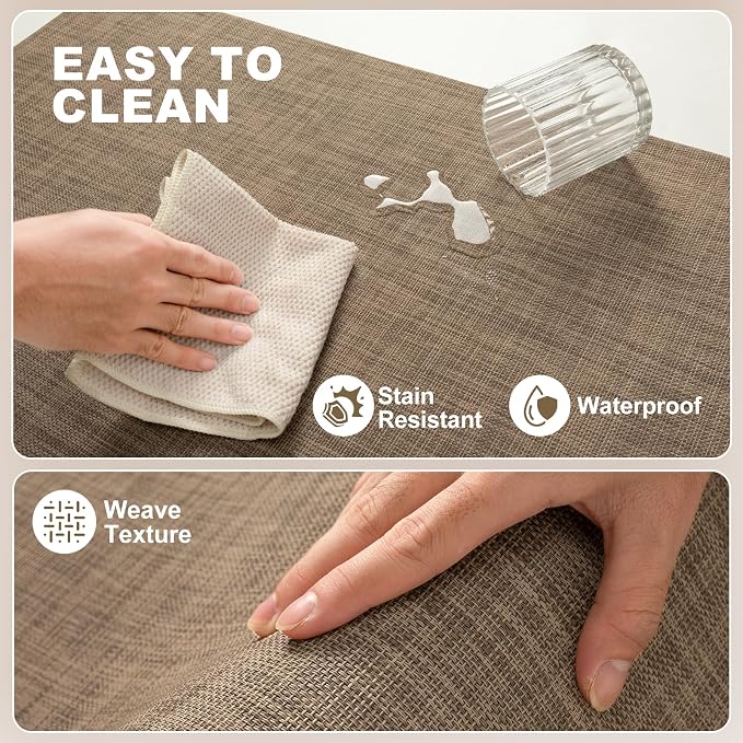 Collive Kitchen Mat 2PCS Cushioned, Anti Fatigue Kitchen Mats for Floor Waterproof Kitchens Rug, Non Skid Comfort Standing Carpet for Home Office, Sink, Desk, 17"×29"+17"×47",Tan