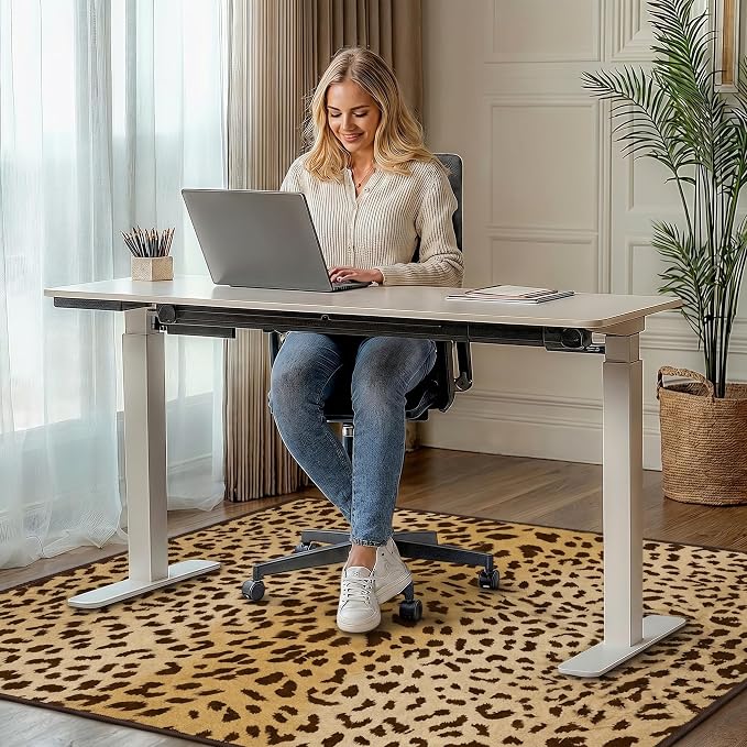36"x60" Office Chair Mat for Hardwood Tile Floor, Under Desk Carpet Protector for Rolling Computer Chair Mat, Machine Washable Area Rug, Anti-Slip 1/5" Thick Low Pile Thin Floor Mat, Yellow Black