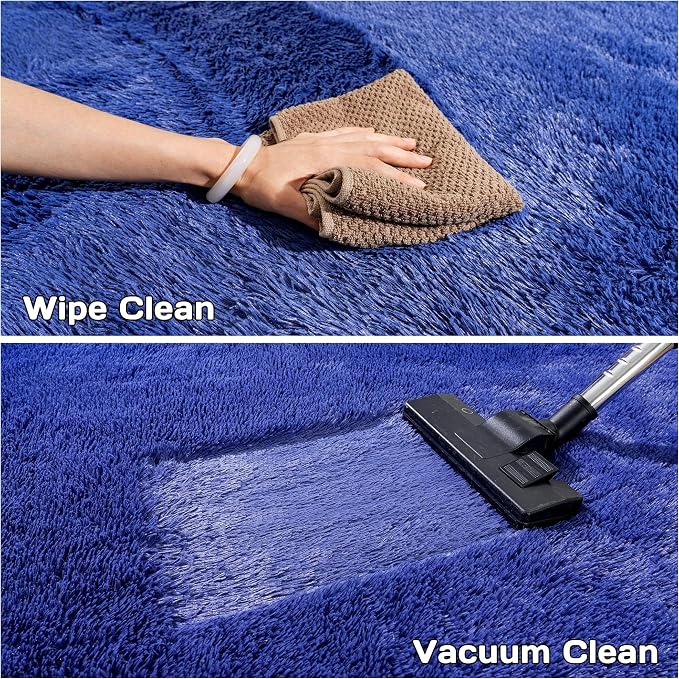 Awaytail Round Fluffy Circle Rug - 6FT Navy Blue Super Soft Shaggy Plush Furry Carpet for Kids & Teens Room