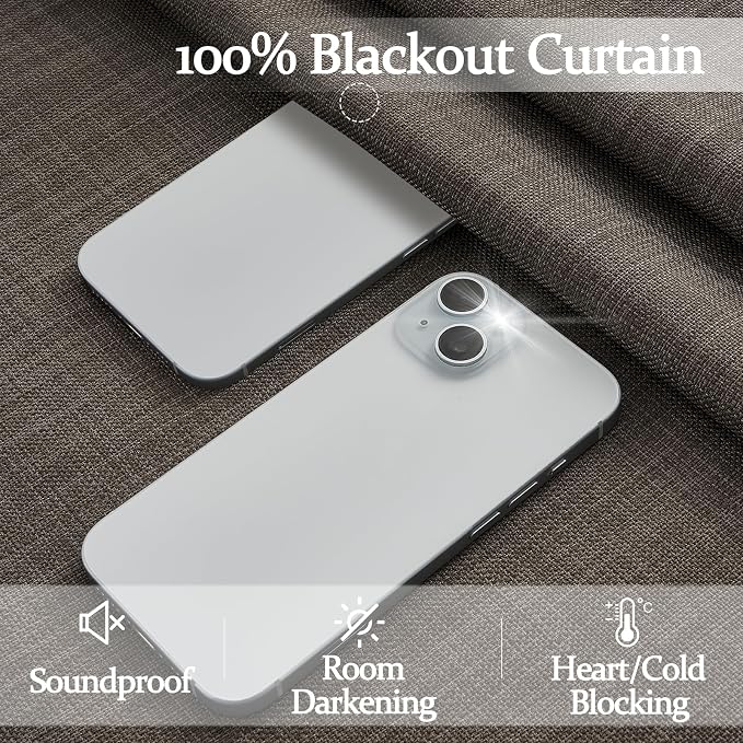 Extra Long 108 Inch Blackout Living Room Curtains 2 Panels Set, Memory Trained Pinch Pleated Chocolate Tart Two Layer Thick Natural Linen Thermal Sound Dampening Country Ceiling Windows Drapes Burlap