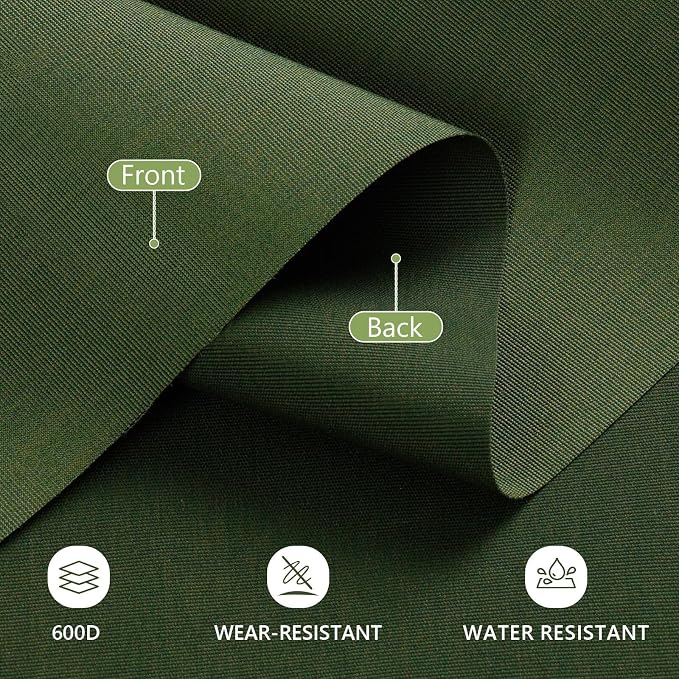 Waterproof Canvas Fabric by The Yard, 58inch 600D Upholstery Fabric Polyester Material Outdoor Water Resistant Material for Sewing Chair Patio Cushion Bag Sofa Seat Repair, 3 Yard Green