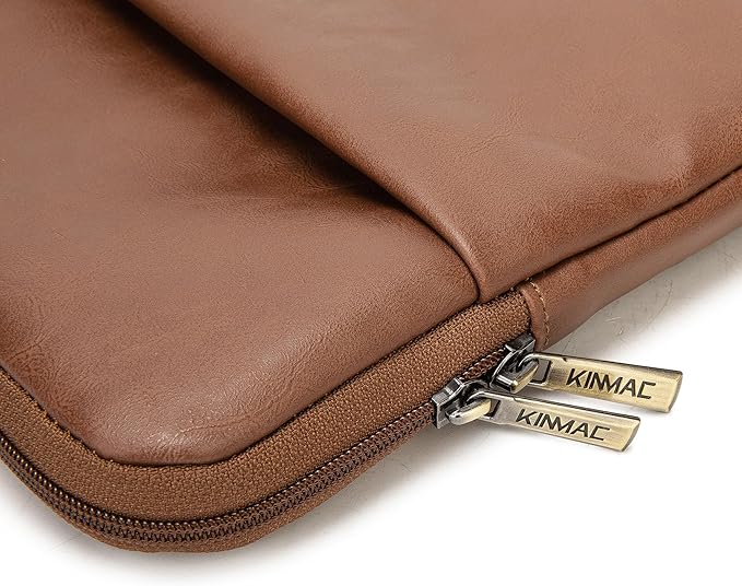 Kinmac 360° Protective Vertical Laptop Sleeve Case Cover Bag (Coffee PU, 12.5 inch-13.3 inch)
