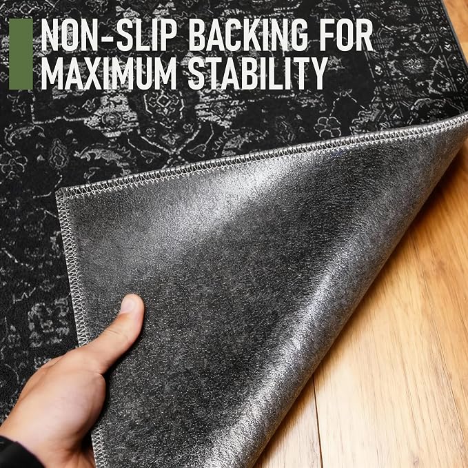 Office Chair Mat for Hardwood Floor, 48"x60" Desk Chair Mat for Home Office, Anti-Slip Under Desk Mat Rug for Rolling Chair,Floor Protector Washable Rugs for Gaming Chairs-Black