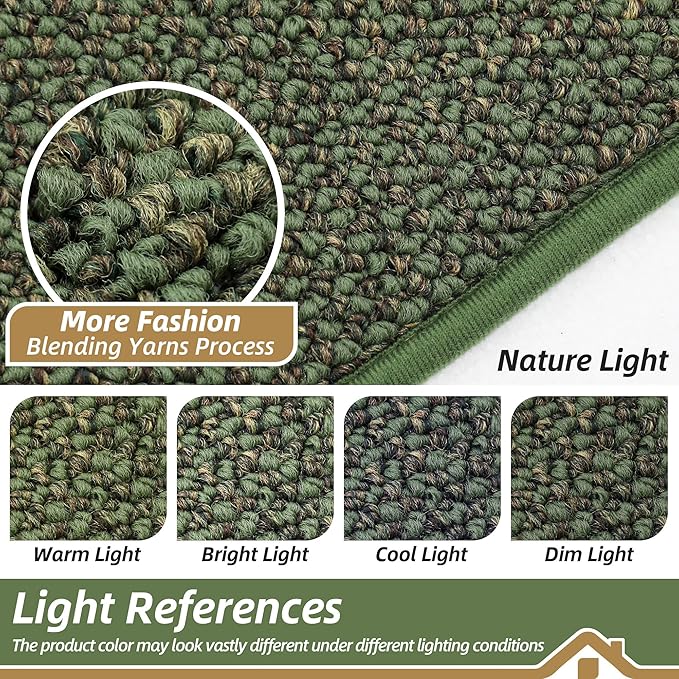 BEQHAUSE Kitchen Runner Rugs 32"x84", Non-Slip Kitchen Mats for Floor, Super Absorbent and Stain Resistant Kitchen Rug, Machine Washable Rugs for Kitchen, Hallway, Laundry & Sink, Green