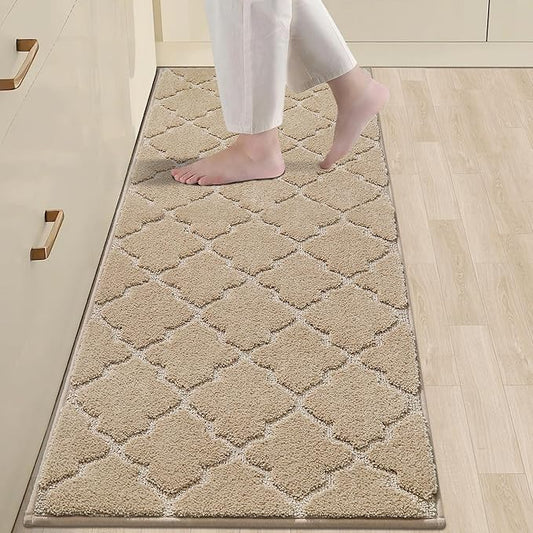 COSY HOMEER Kitchen Rugs 24"x60" Non-Slip Washable Kitchen Mats for Floor Absorbent Kitchen Carpet Soft Rugs for Kitchen,Sink Mat,Entrance,Area Rug,Warm Beige