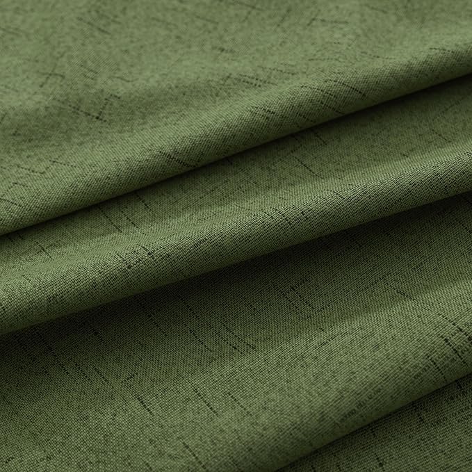 KOUFALL Olive Green Retro Mid Century Modern Curtains for Office,Boho Linen Blackout Curtains for Dining Room,Cortinas para Sala Elegantes