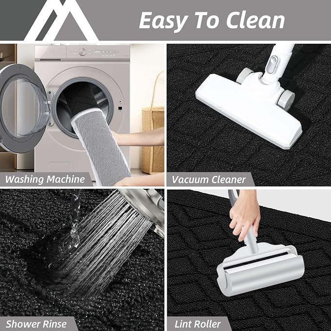 COSY HOMEER-Kitchen-Rugs-and-Mats 20"x30" Non Slip Kitchen Mats for Floor Absorbent Kitchen Rug Washable Kitchen Standing Floor Mat for Sink Mat,Throw Rug,Entry,Laundry,Black