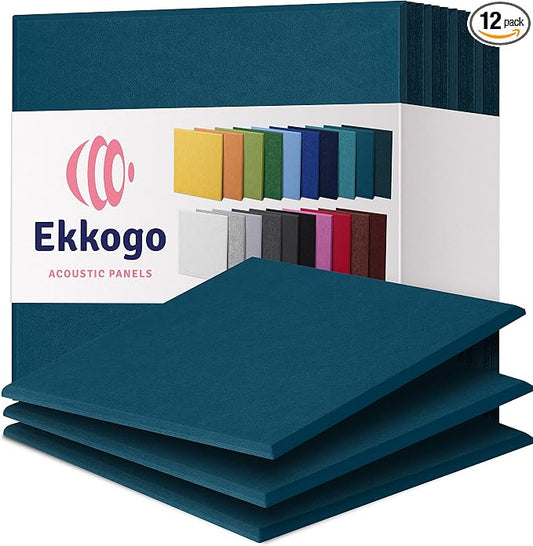 Acoustic Panels 12-Pack Soundproof Wall Panels 12"X12"X0.4" Sound Panels High Density Sound Dampening Panels - [Ocean Turquoise Square]