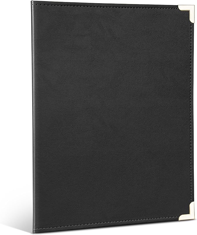 Samsill Classic Collection Business Portfolio - Executive Padfolio for Resume & Document Organizer - 8.5 by 11-Inch Legal Pad, Faux Leather with Brass Corners (Black)