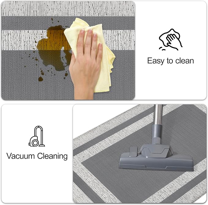 Kitchen Rugs Cushioned Anti Fatigue Kitchen Mats for Floor Ergonomic Comfort Standing Mat for Kitchen Non Slip Waterproof Memory Foam Kitchen Rug for Floor, Office, Laundry 17.3"x94.5" Grey