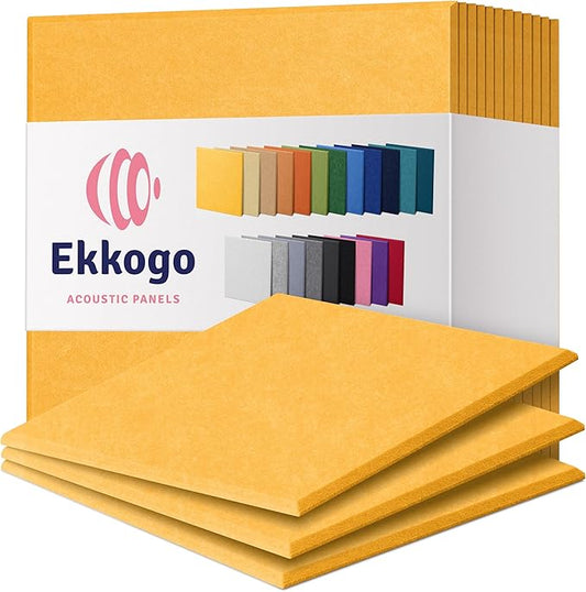 Acoustic Panels 12-Pack Soundproof Wall Panels 12"X12"X0.4" Sound Panels High Density Sound Dampening Panels - [Sunny Yellow Square]