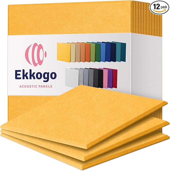 Acoustic Panels 12-Pack Soundproof Wall Panels 12"X12"X0.4" Sound Panels High Density Sound Dampening Panels - [Sunny Yellow Square]