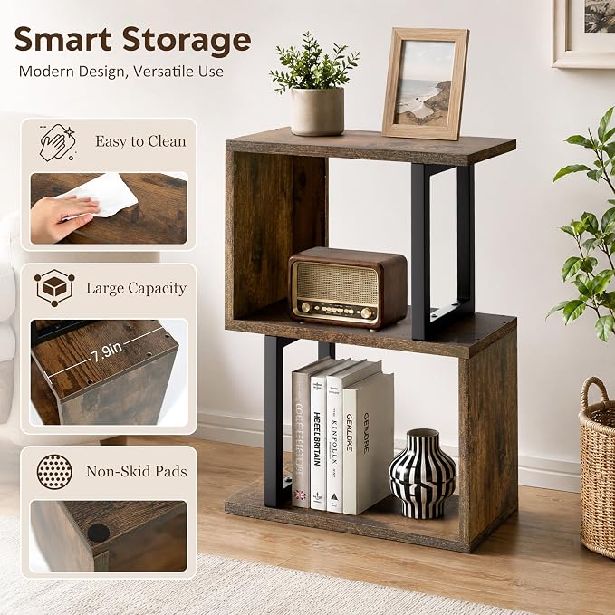 Desk Organizer & Desk Hutch Shelf, Wood, Rustic Brown | Dorm Desk Hutch, 3-Tier, Desktop Organizer Shelf Storage Unit, for Home, Dorm, Office