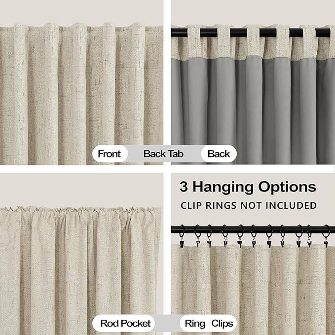 KOUFALL Tan Beige Blackout Curtains 72 Inch Long, Thermal Insulated Darkening Black Out Curtains for Living Room Bedroom 72 Inch Length 2 Panels Set, Oatmeal