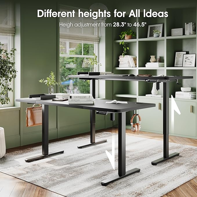 Monomi Electric Standing Desk 55x24 Inches, Height Adjustable Sit Stand Up Computer Desk for Home Office, Ergonomic Workstation with 178LBS Load Capacity & Quiet Motor, Two-Piece Desktop, Black