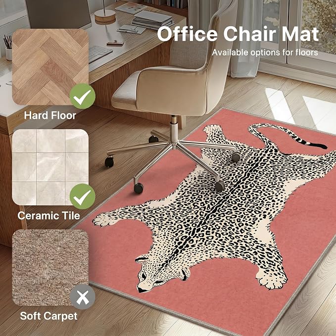 36"x48" Office Chair Mat for Hardwood Tile Floor, Under Desk Carpet Protector for Rolling Computer Chair Mat, Machine Washable Area Rug, Anti-Slip 1/5" Thick Low Pile Thin Vinyl Floor Mat, Multi Ivory