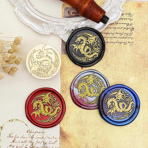 SWANGSA Celtic Dragon Wax Seal Stamp Kit with 200pcs Sealing Wax Beads, Great for Embellishment of Wedding Invitations, Wine Packages, Gift Wraps
