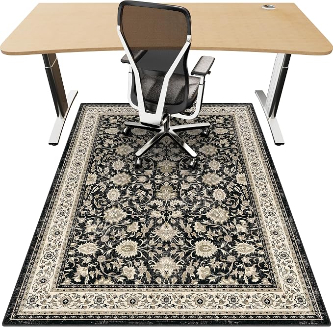 36"x48" Office Chair Mat for Hardwood, Under Desk Chair Mat for Home Office, Anti-Slip Office Rugs for Rolling Chairs, Floor Protector Washable Rugs Charcoal
