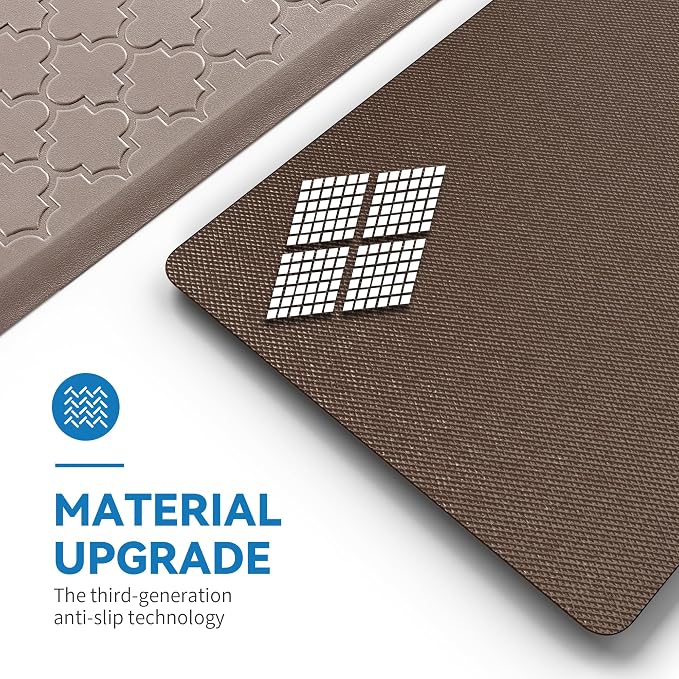Kitchen Mat Cushioned Anti Fatigue for Floor, Non-Slip Waterproof Comfort Rug for Kitchen Sink, Standing Desk & Laundry, 17.3"x29", Khaki