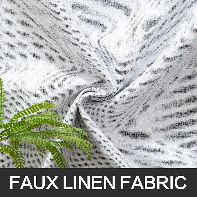 MIULEE Linen Texture Curtains for Bedroom Solid 100% Blackout Thermal Insulated Grayish White Curtains Grommet Room Darkening Curtains/Drapes for Living Room 52x72 Inch (2 Panels)