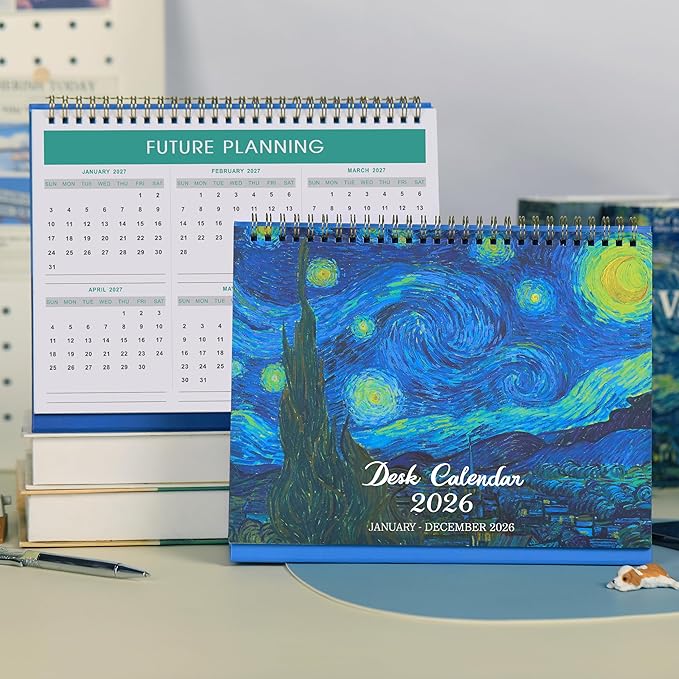 2026 Desk Calendar - JAN 2026 - DEC 2026, Standing Flip Desktop Calendar 2026, 12 Months Desktop Calendar, 9.8" x 8.3", Thick Paper