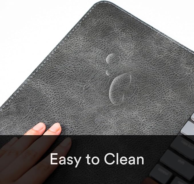 Premium Distressed Faux Vegan Leather Desk Mat | Multifunctional Desk Pad for Home Office | (Black/Grey, 12" x 27.5") | Hard-wearing distressed vegan leather, desk & mouse pad for writing, gaming, home office and everyday desk protection