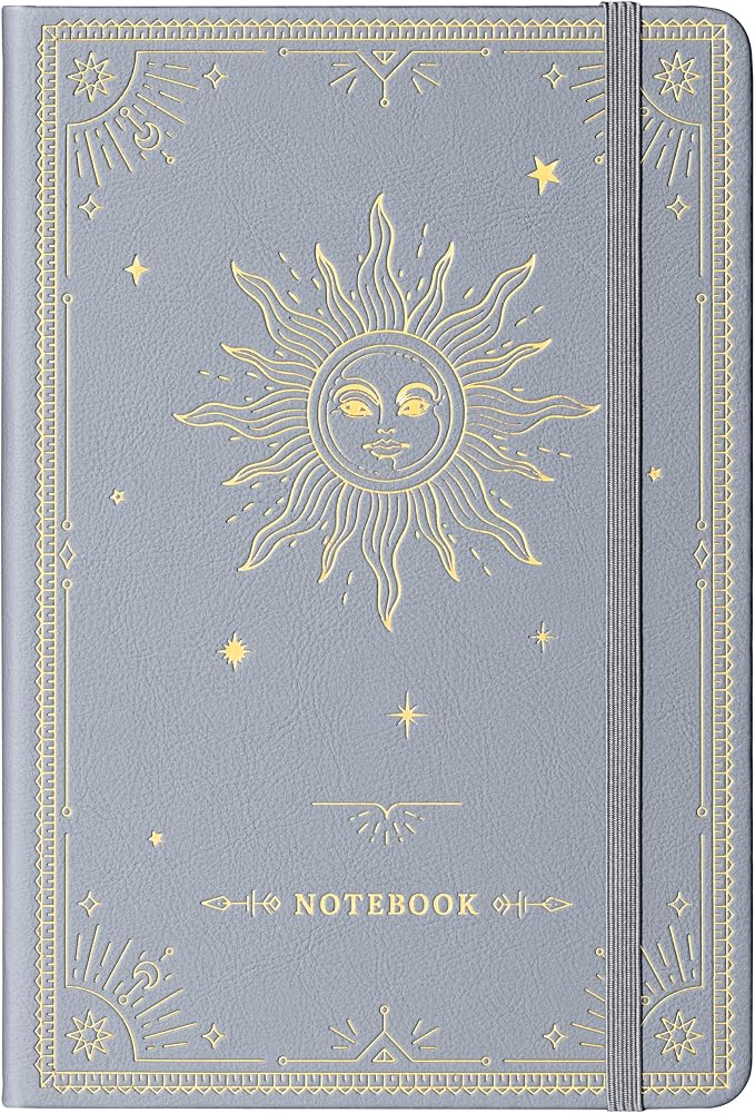 Artfan Ruled Notebook/Journal – Premium Thick Paper Classic Writing Notebook with Pocket + Page Dividers Gifts, Banded, Large, 128 Pages, Hard Cover, Lined (5.3" x 8.26") - Silver Grey