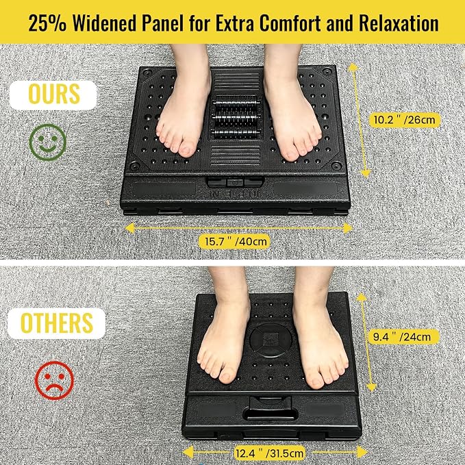 Foot Rest for Under Desk at Work Enlarged, Ergonomic Footrest with Adjustable Height and Angle, Foldable Foot Stool with Removable Pad Massage Beads for Office Gaming Chair Brown